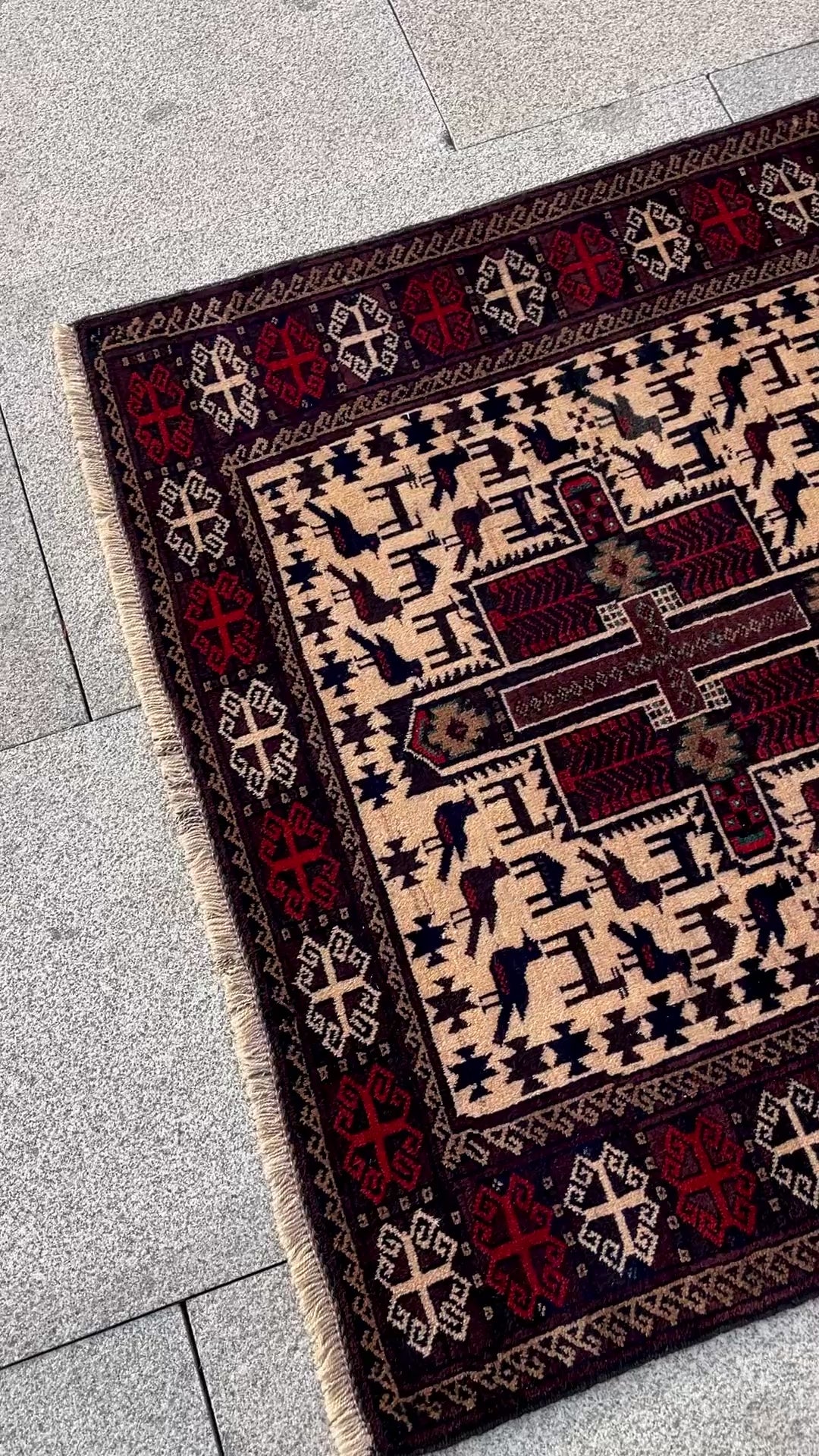 Vintage Nomadic Baluch Rug 3.5x7.2 Circa 1950s Handwoven Wool Tribal Oriental Rug Home Decor