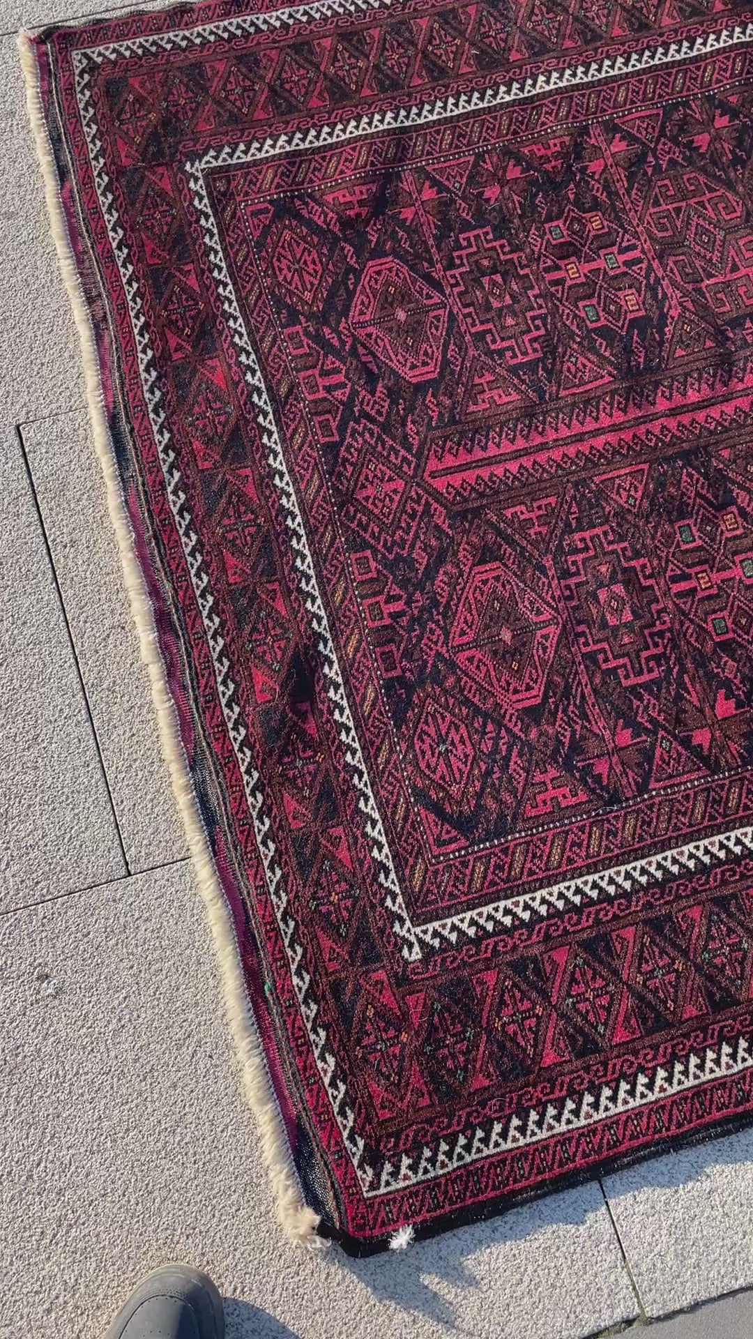 Vintage Turkoman Baluch Rug 4.4x6.5 Handwoven Wool Nomadic Tribal Oriental Carpet
