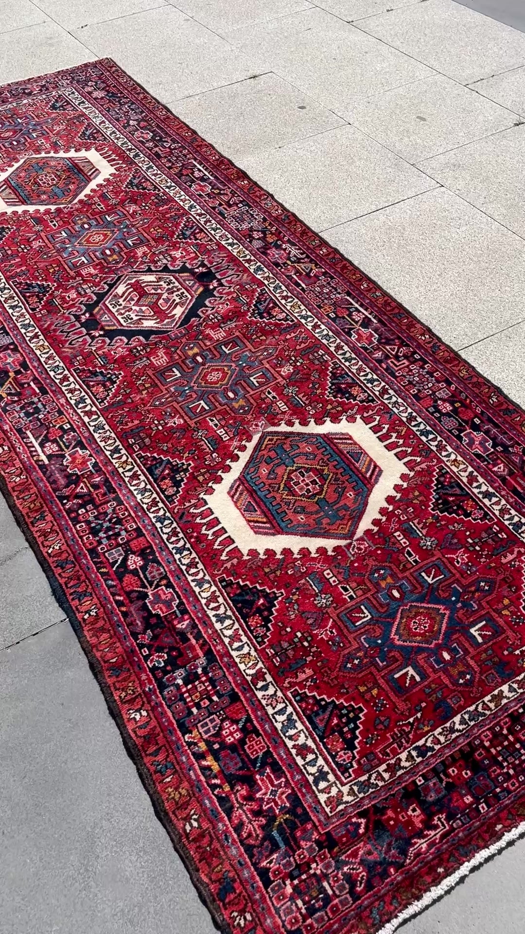 Vintage Turkish Heriz Runner Rug 3.67x10.33 Circa 1960s Handwoven Wool Tribal Oriental Carpet Home Decor