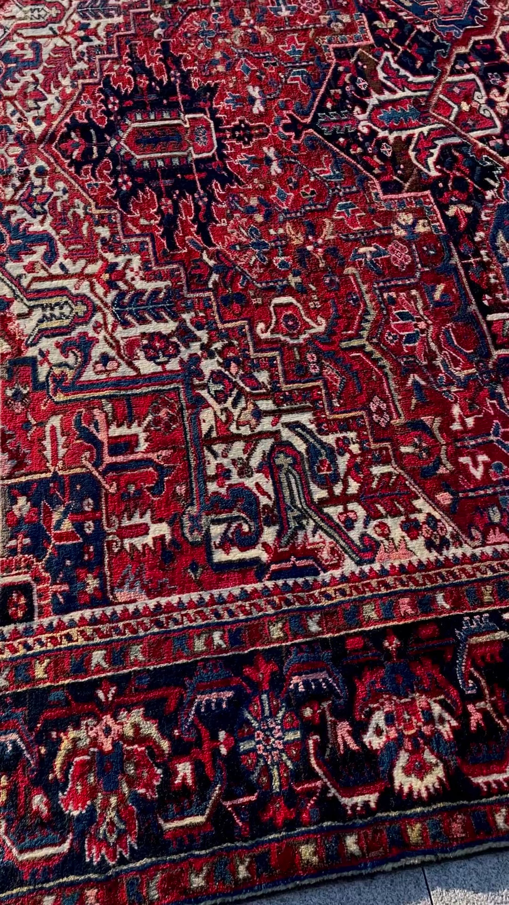 Antique Heriz Rug 9.7x12.6 Circa 1920s Authentic Handwoven Wool Tribal Oriental Carpet Home Decor