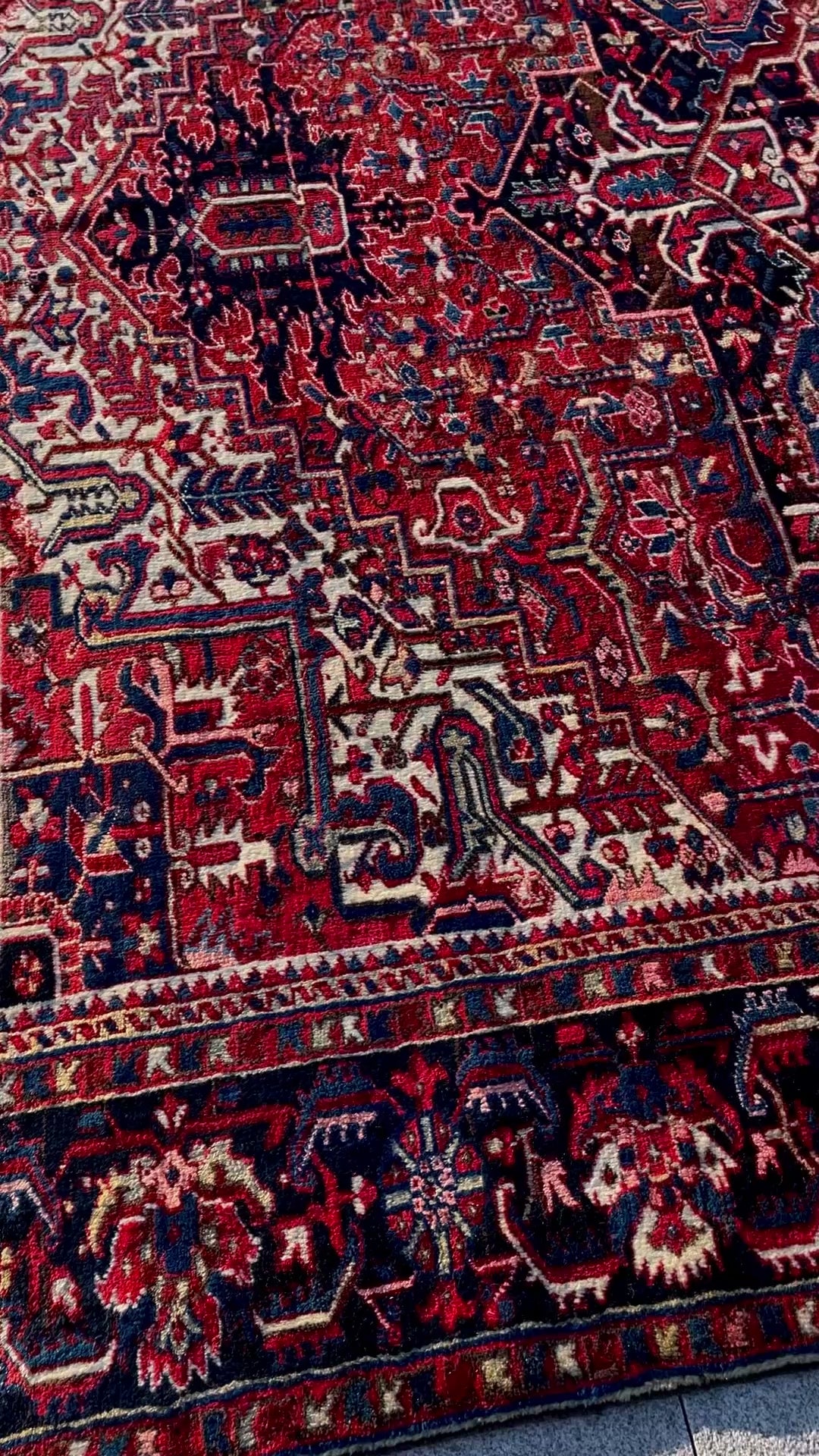 Antique Heriz Rug 9.7x12.6 Circa 1920s Authentic Handwoven Wool Tribal Oriental Carpet Home Decor