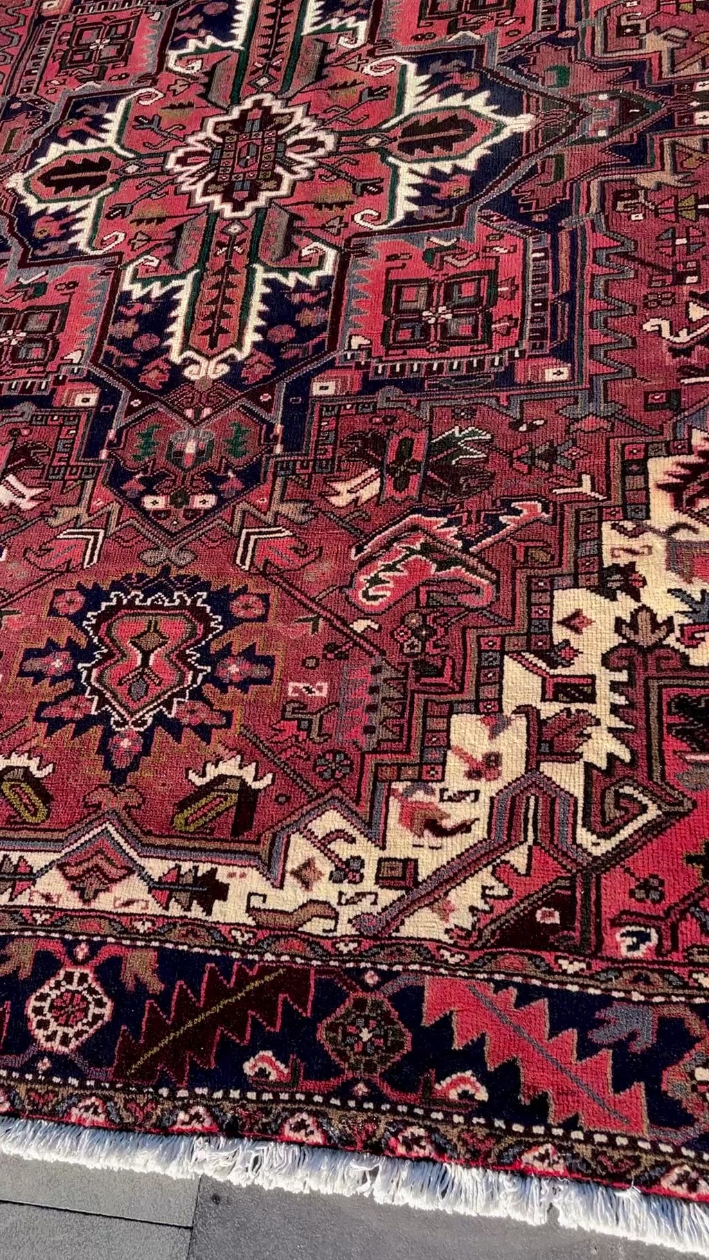 Vintage Turkish Heriz Area Rug 7.8x9.8 Handwoven Wool Soft Colors Tribal Decorative Oriental Carpet