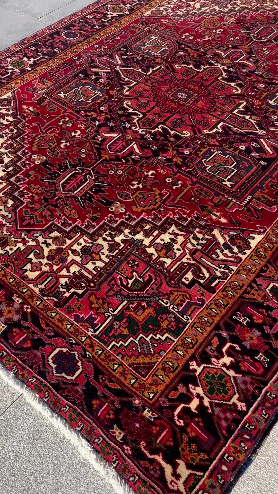 Vintage Heriz Rug 7.6x10 Handwoven Wool High Pile Cozy Tribal Oriental Carpet Home Decor