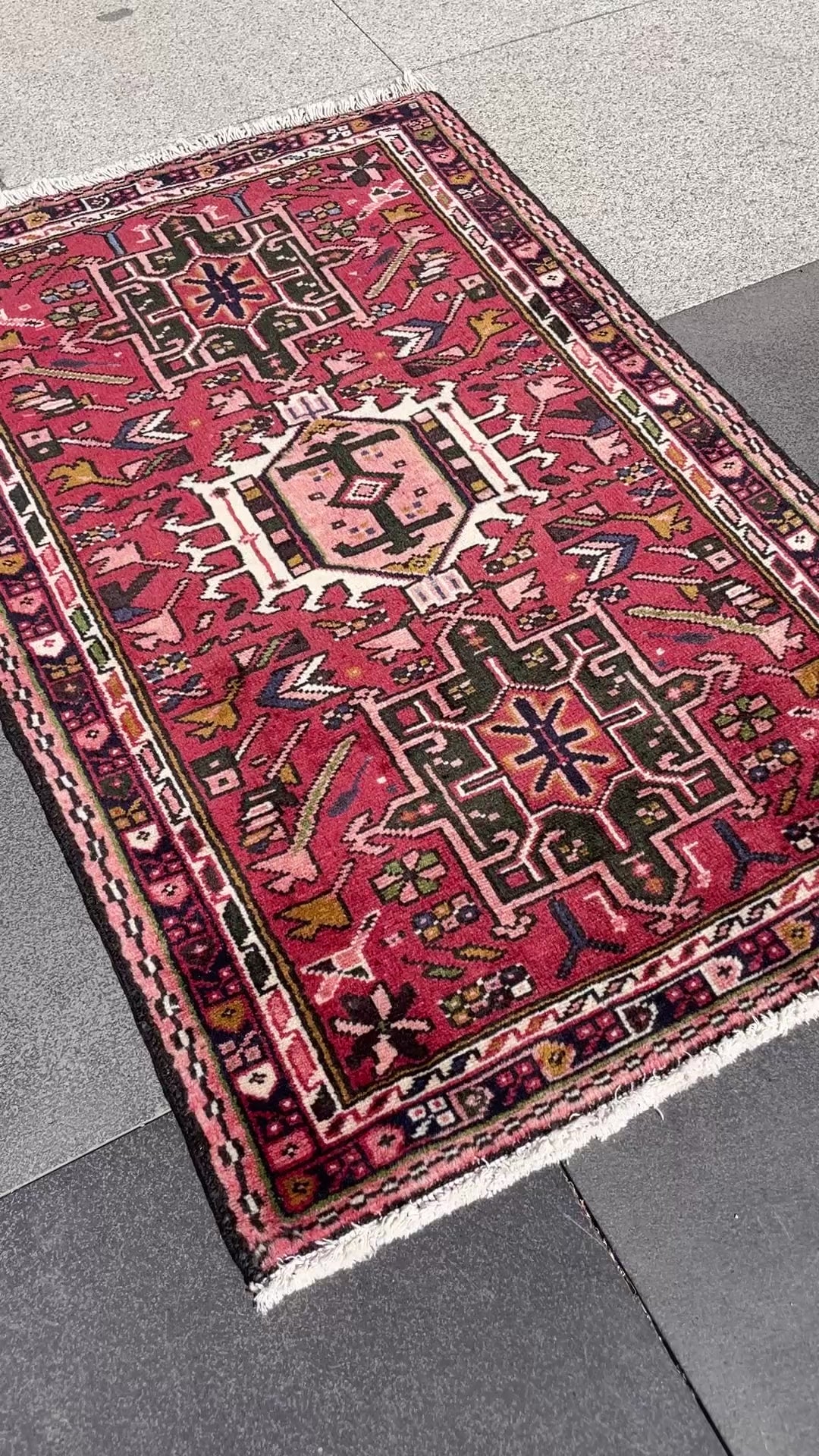 Vintage Turkish Heriz Small Rug 2.3x3.6 Circa 1970s Handwoven Wool Tribal Decorative Oriental Carpet