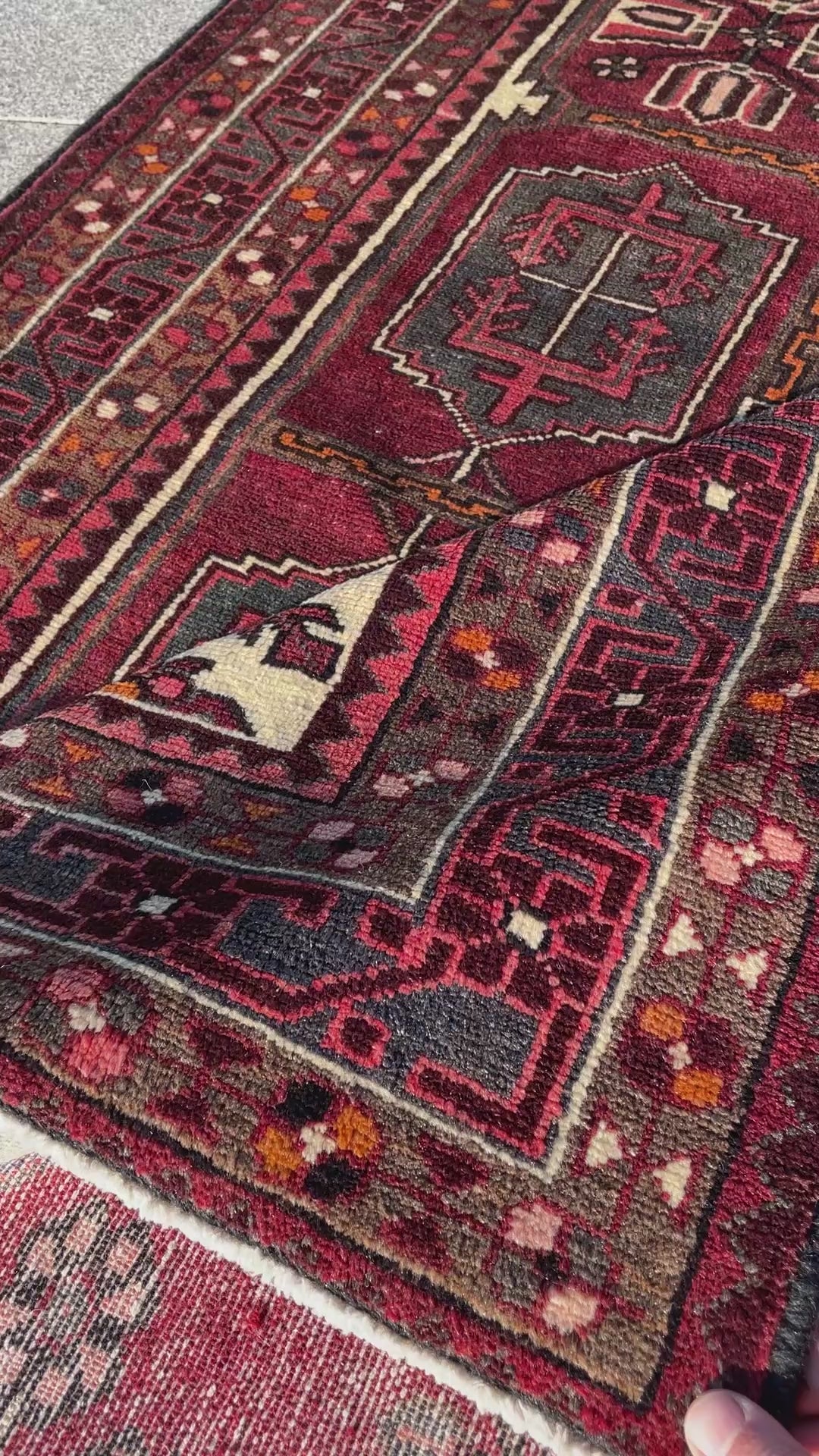 Vintage Turkish Heriz Rug 4.5x6.7 Circa 1960s Handwoven Wool Low Pile Tribal Oriental Carpet
